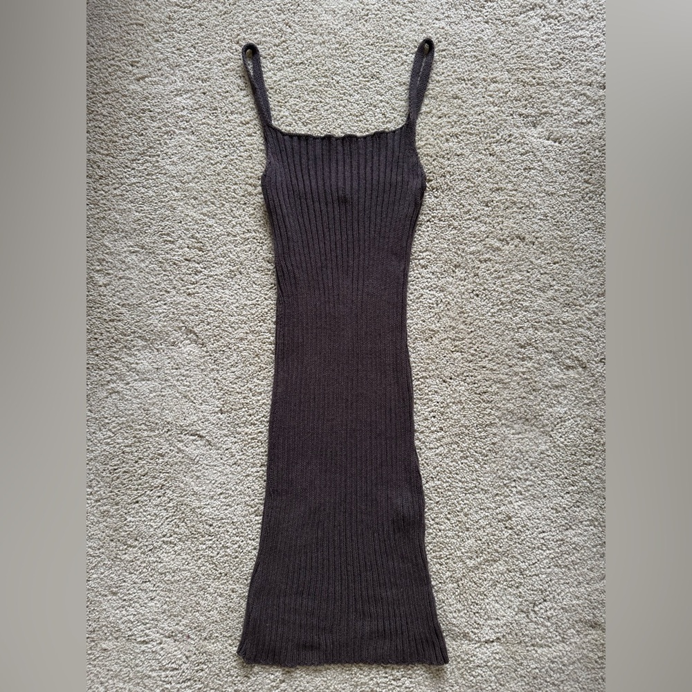 NWT - PrettyLittleThing - Chocolate Brown Knitted Bodycon Dress - US 6 | UK 10 - Picture 3 of 7
